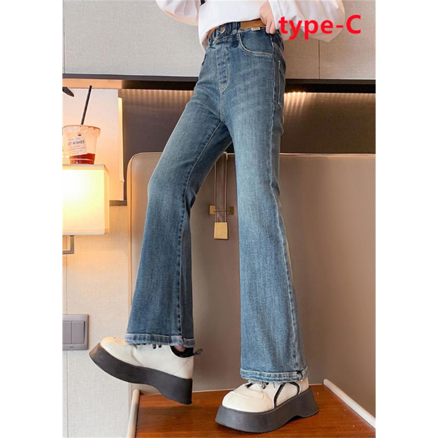 デニムパンツ 女の子 デニムブーツカット パンツ フレアパンツ ロング