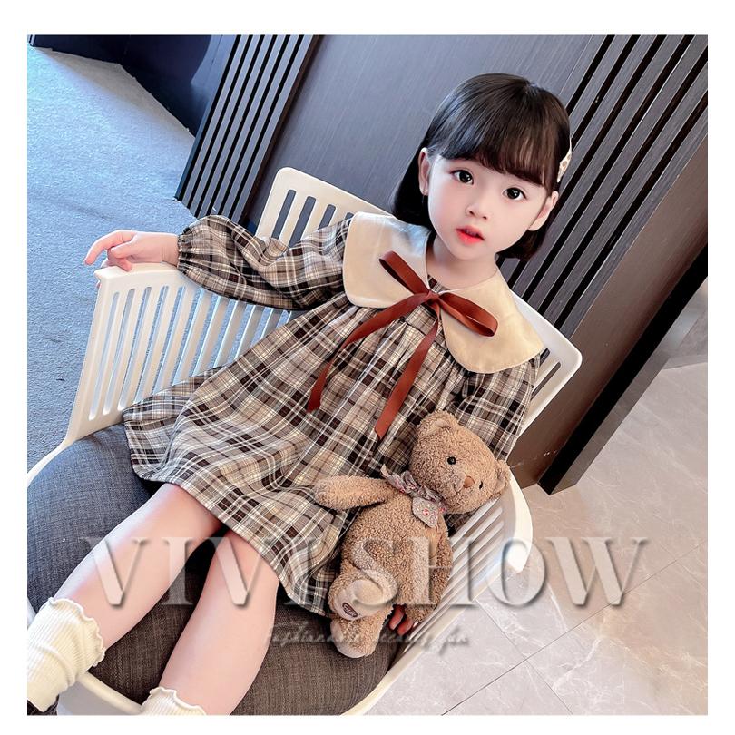 キッズ ジュニア 子供服 ワンピース 長袖 可愛い チェック柄 きれい