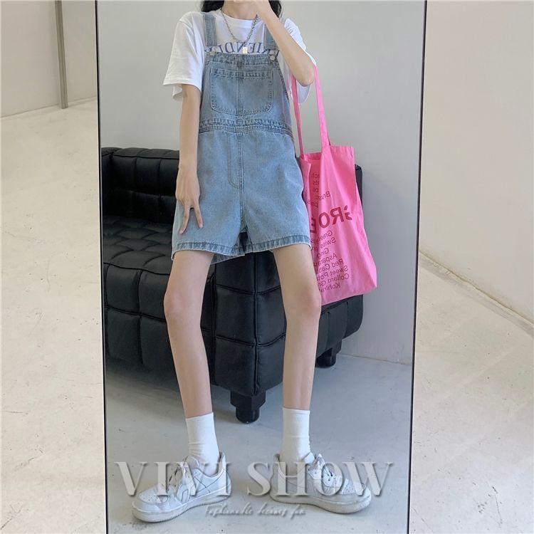 レディース ショートサロペット オーバーオール ズボン シンプル