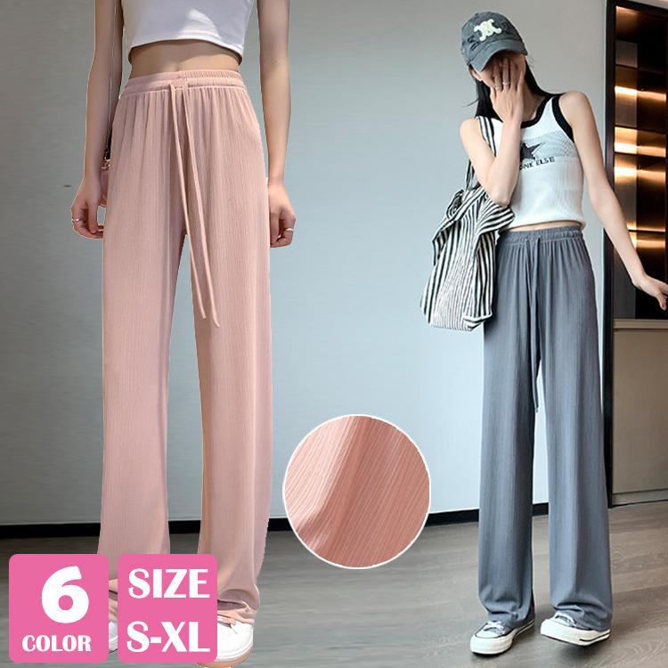 レディース 長ズボン ボトムス ワイドパンツ ゆったり ウエストゴム