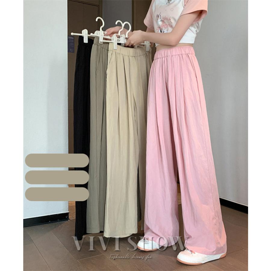レディース ワイドパンツ ズボン ボトムス ウエストゴム カジュアル
