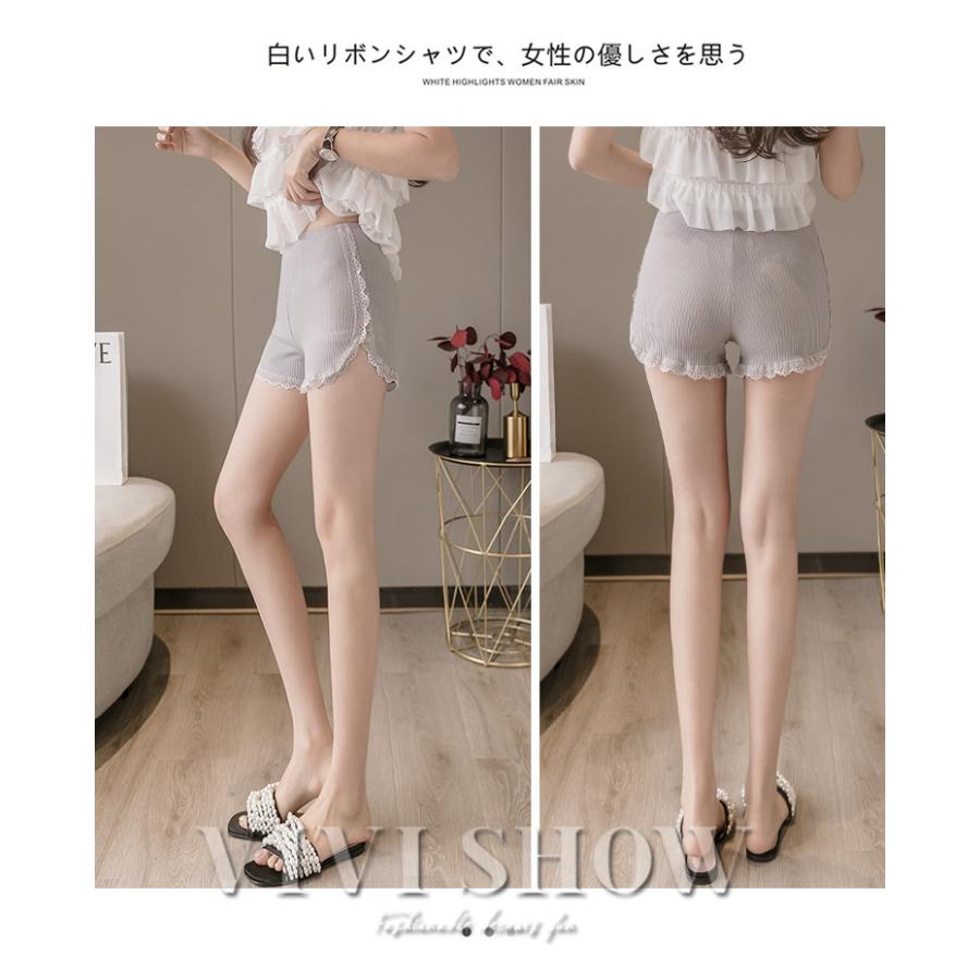 2点セット ペチパンツ 裾レース インナーパンツ ペチコートパンツ