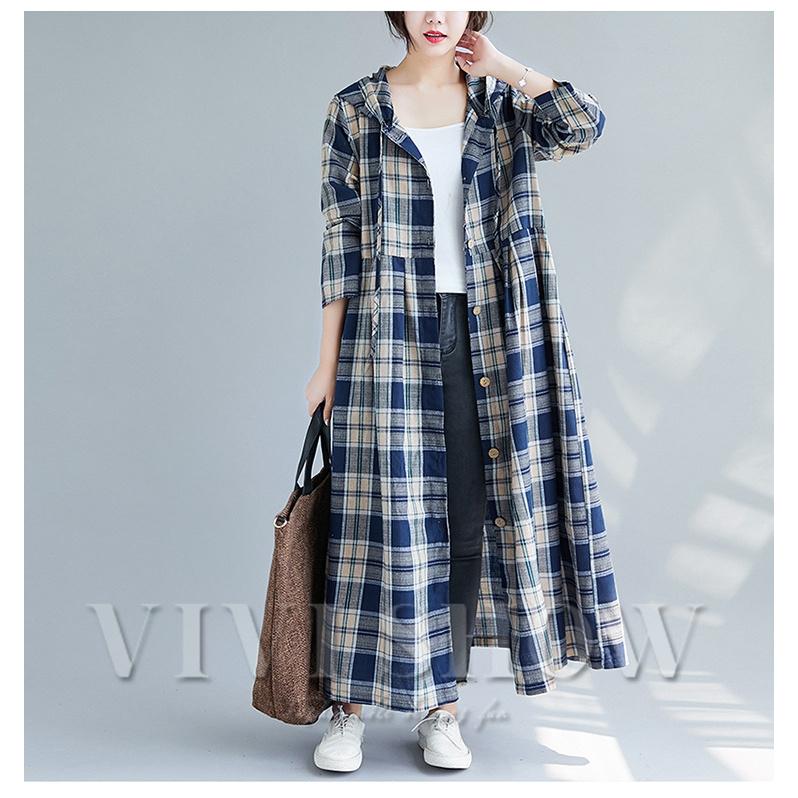 フード付きチェック柄ワンピース beautiful people チェック柄 フード