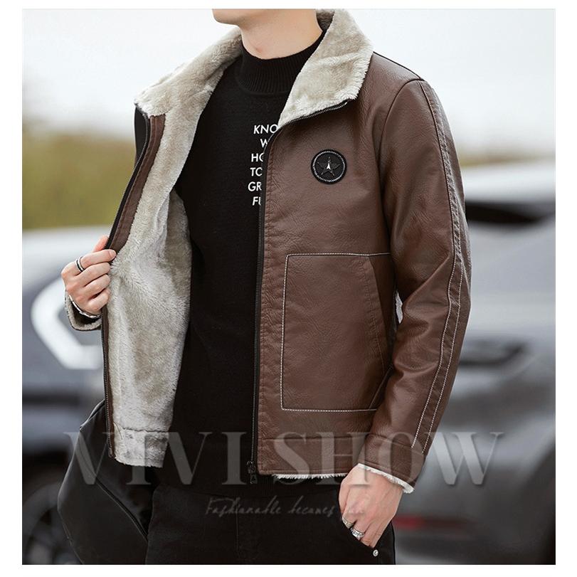 レザージャケット ライダースジャケット メンズ 冬服 裏起毛 PU革