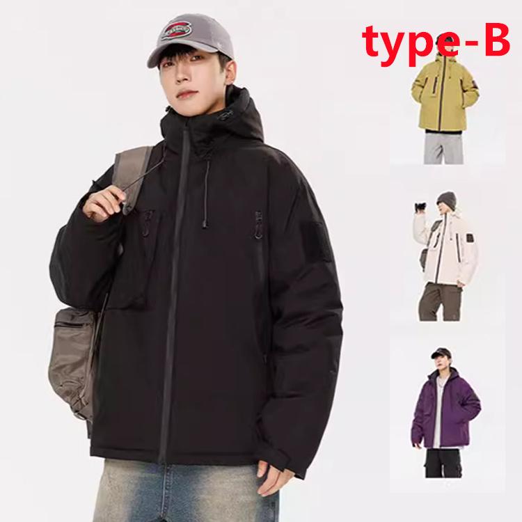 中綿ジャケット メンズ 中綿入り 中綿コート 前開き ダウン入り フード