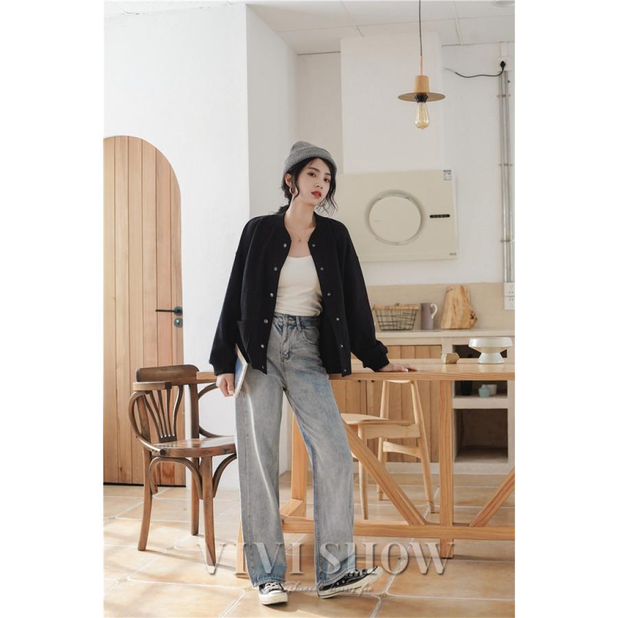 ノーカラー ジャケット レディース 薄手 ショート丈 長袖 コート