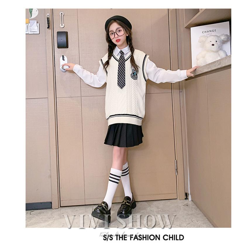 子供服 キッズ 上下セット スカート ネクタイ ベスト 制服風 かわいい