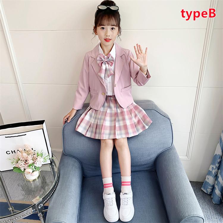 子供服 上下セット かわいい キッズ ブレザー リボン プリーツ風 