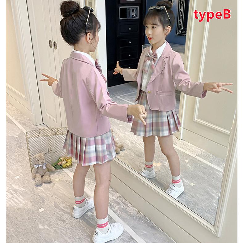 子供服 上下セット かわいい キッズ ブレザー リボン プリーツ風 