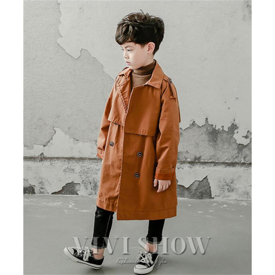 コート アウター 子供服 トレンチコート風 キッズ ノーカラー シンプル 
