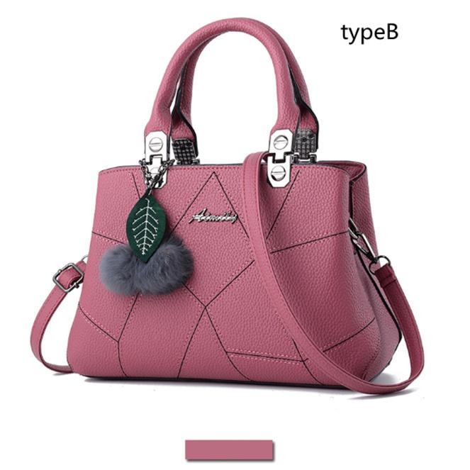 斜め掛け レディース 2way ショルダーバッグ PU ハンドバッグ ポンポン