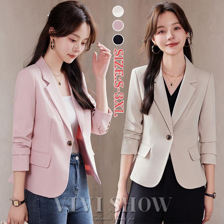ジャケット レディース テーラードジャケット スーツ 長袖 薄手 着痩せ