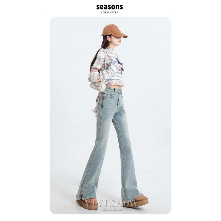 デニムパンツ レディース フレアパンツ ワイド 韓国ファッション