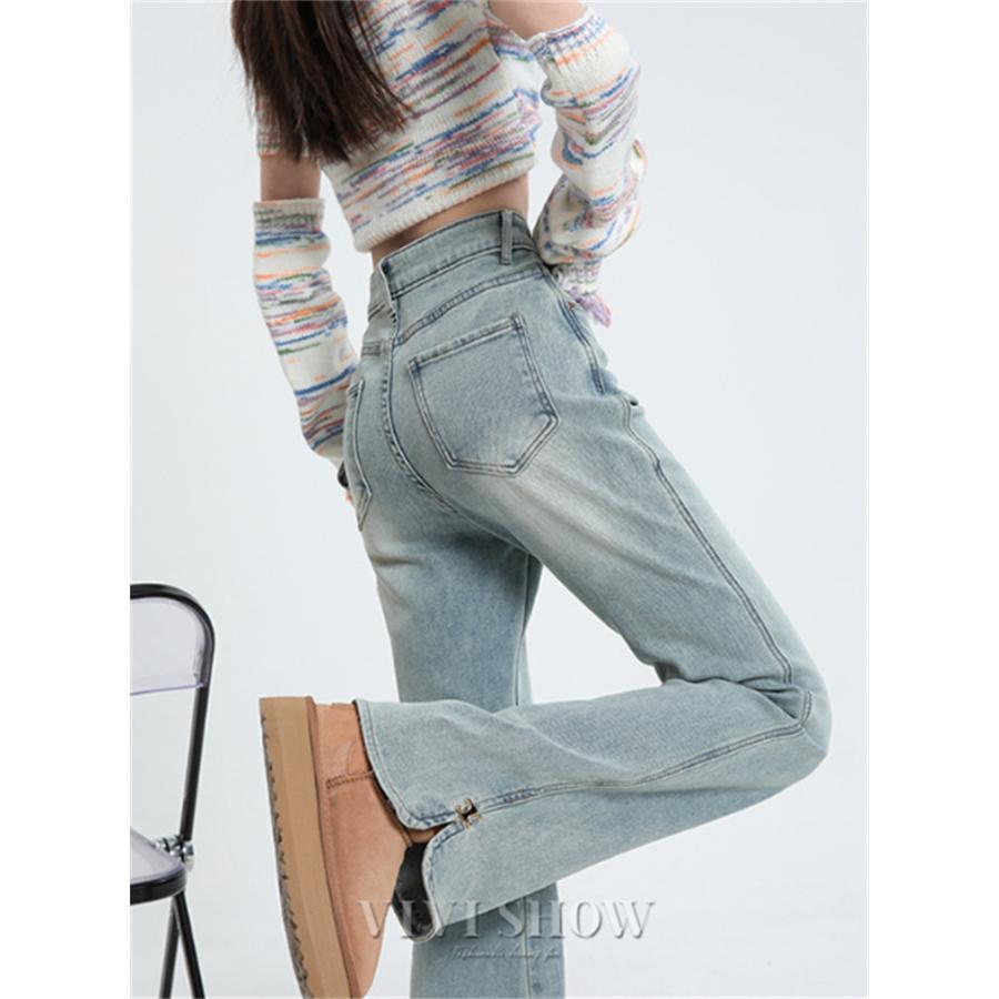 デニムパンツ レディース フレアパンツ ワイド 韓国ファッション