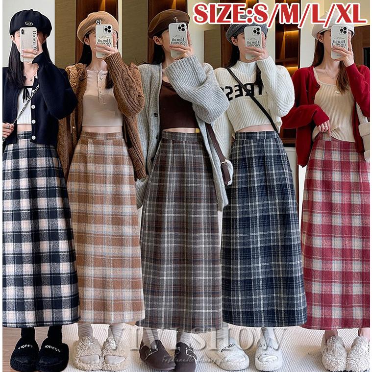 スカート ロング レディース 冬 チェック Aライン フレアスカート