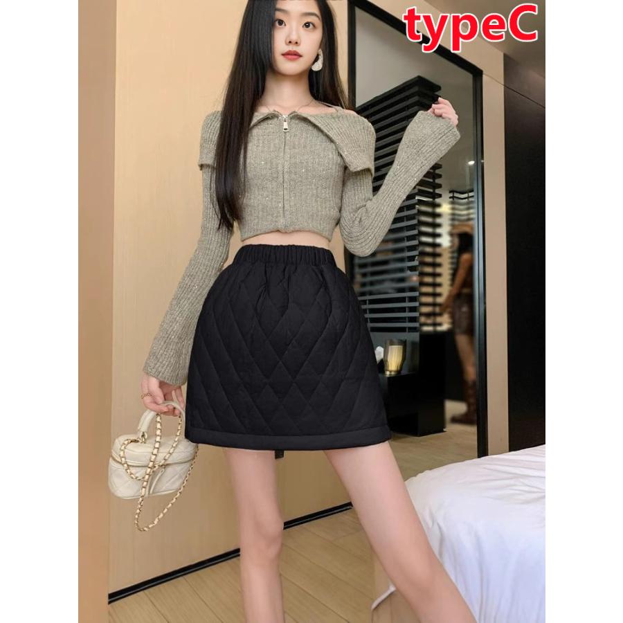 レディース 防寒 防風 ダウン風スカート 冷え防止 保温 ミニスカート