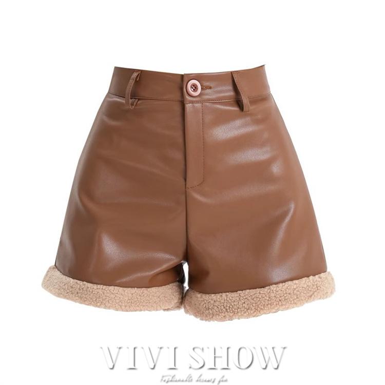 フェイクレザー ショートパンツ レディース PU 皮革短パン オシャレ PU
