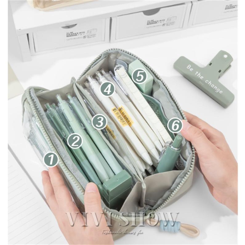 筆箱 ペンケース 大容量 仕切り おしゃれ シンプル 高校 中学 小学校