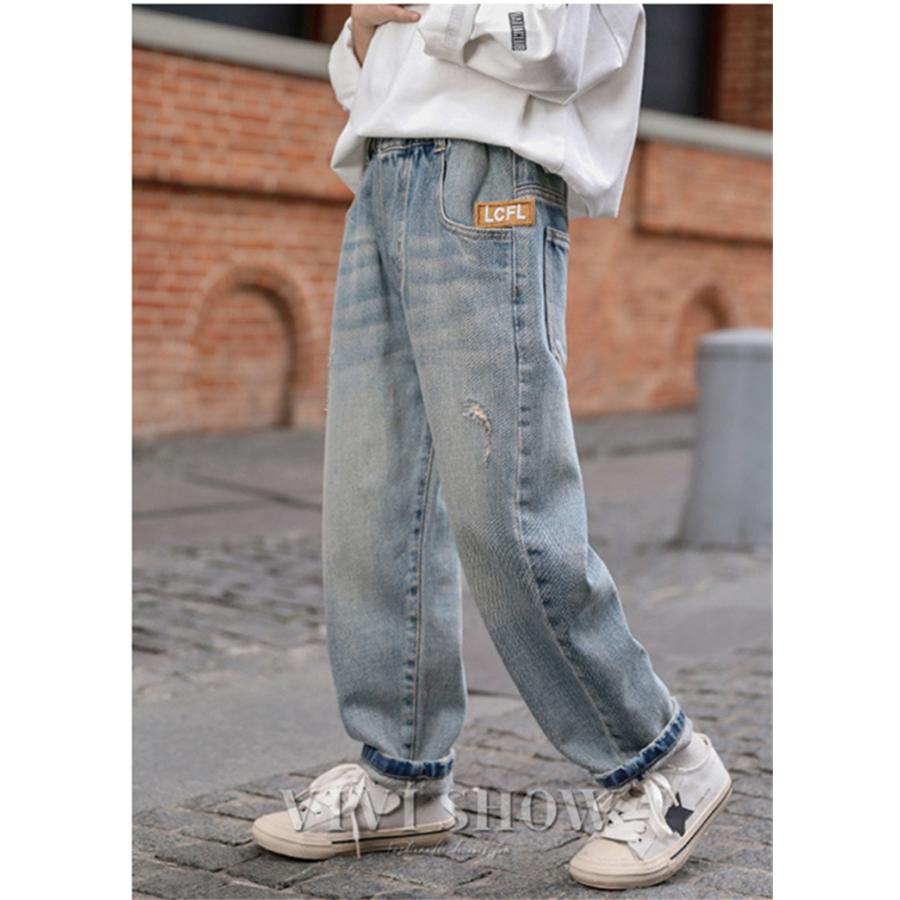 ロングパンツ 長ズボン デニム 薄手 キッズ 子供服 男の子 ボトムス