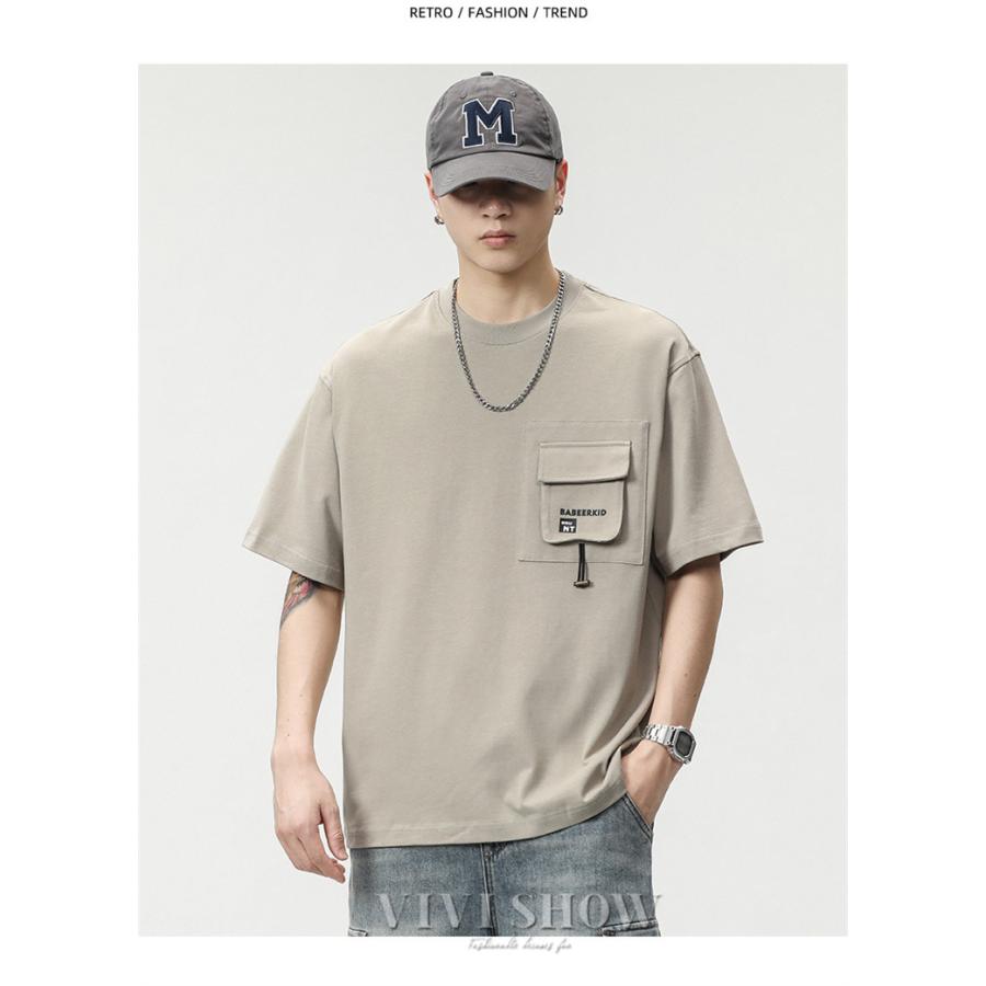 tシャツ メンズ 半袖 カジュアル クルーネック 胸ポケット コーデ