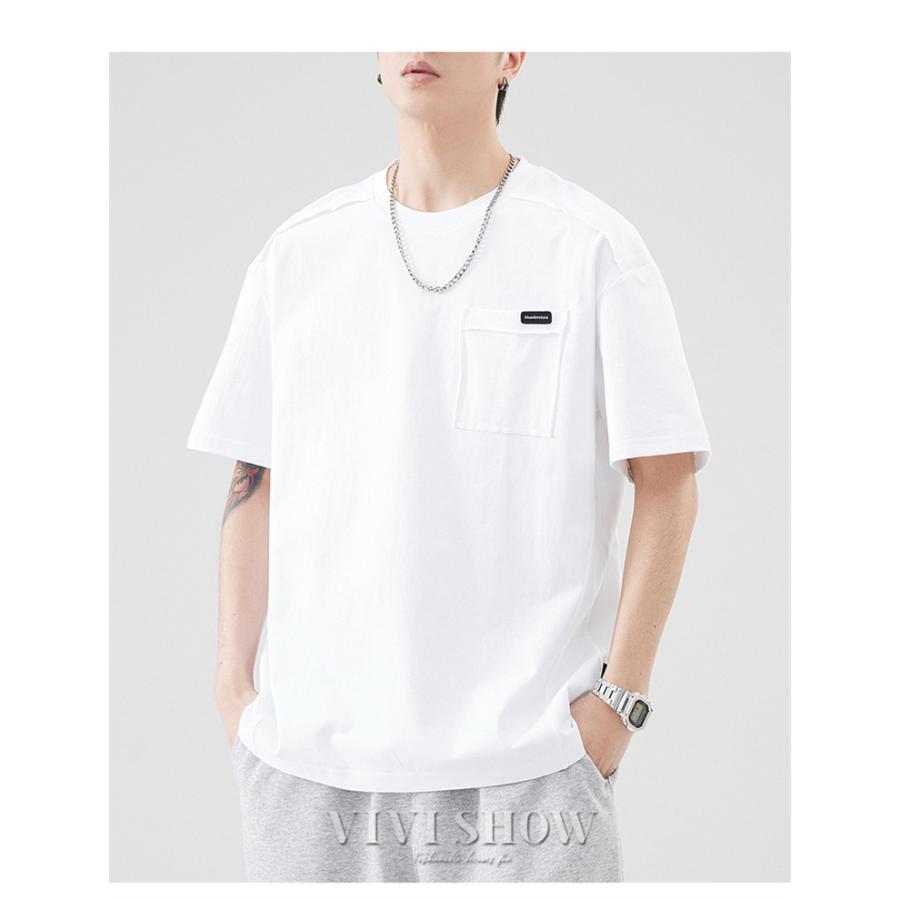 tシャツ ロゴtシャツ メンズ 半袖 カジュアル クルーネック 胸ポケット