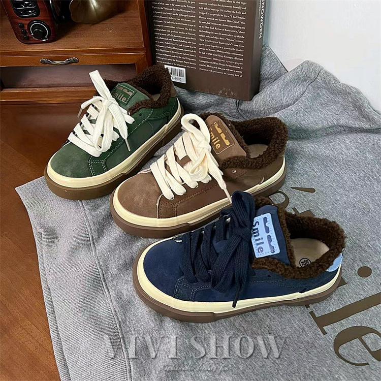 レディースシューズ 歩きやすい 裏起毛 厚底靴 エコボア モコモコ