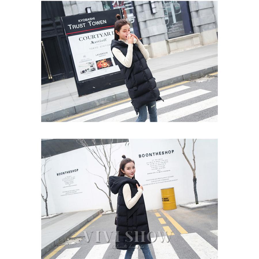 中綿ベスト レディース ダウンベスト ロング丈コート ダウンジャケット