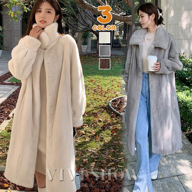 レディースファッション ファーコート フェイクファー 冬 新品 エコ 