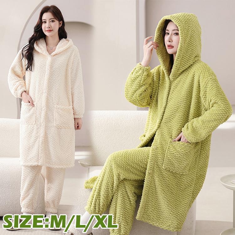 パジャマ 寝巻き パーカー セットアップ レディース ルームウェア 冬