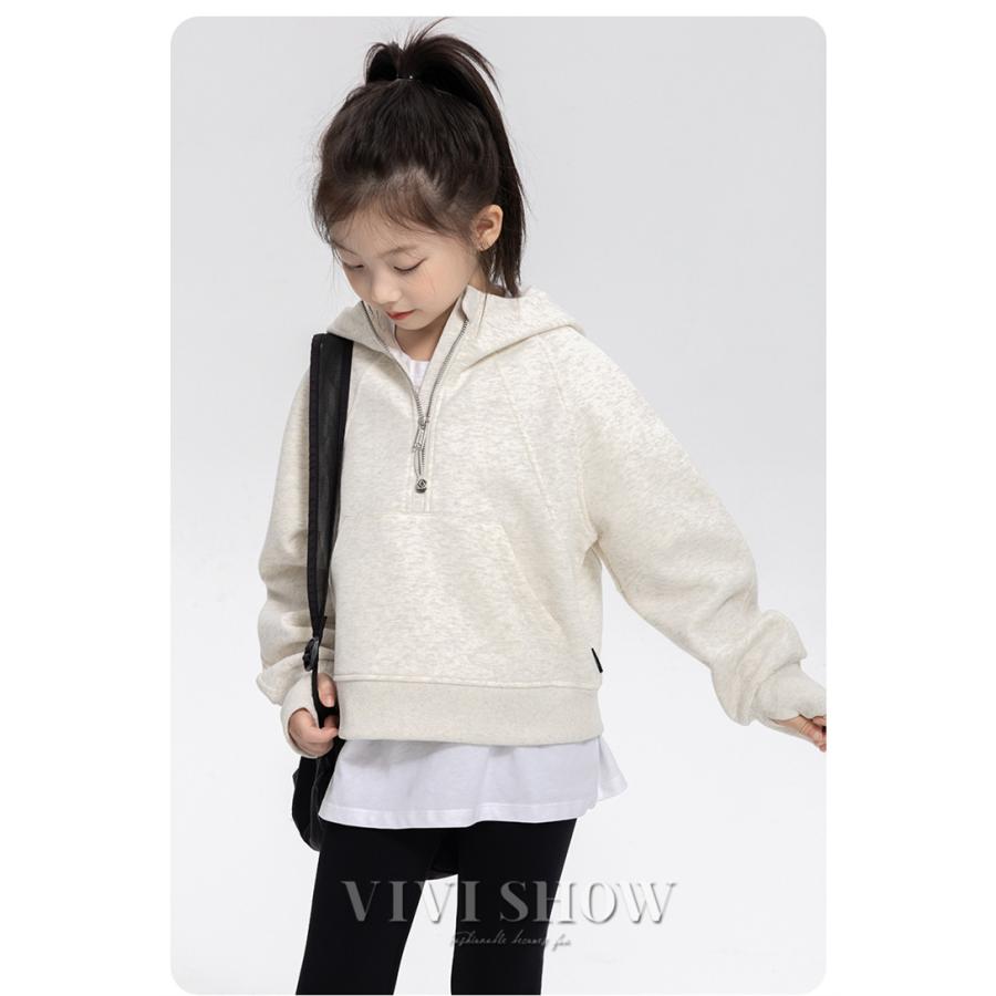 子供服 ハーフジップ スウェットキッズ 女の子 トップス パーカー 