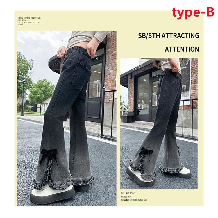 デニムパンツ 女の子 デニムブーツカット パンツ フレアパンツ ロング