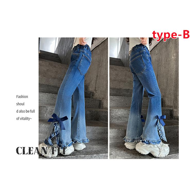 デニムパンツ 女の子 デニムブーツカット パンツ フレアパンツ ロング