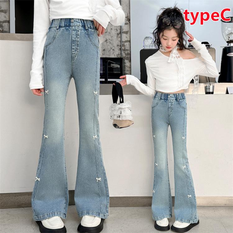 女の子 デニムブーツカット デニムパンツ カジュアル パンツ フレア