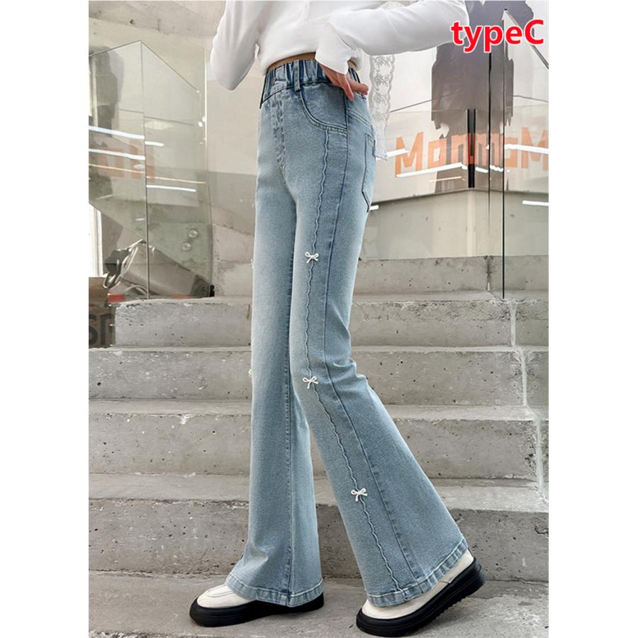 女の子 デニムブーツカット デニムパンツ カジュアル パンツ フレア