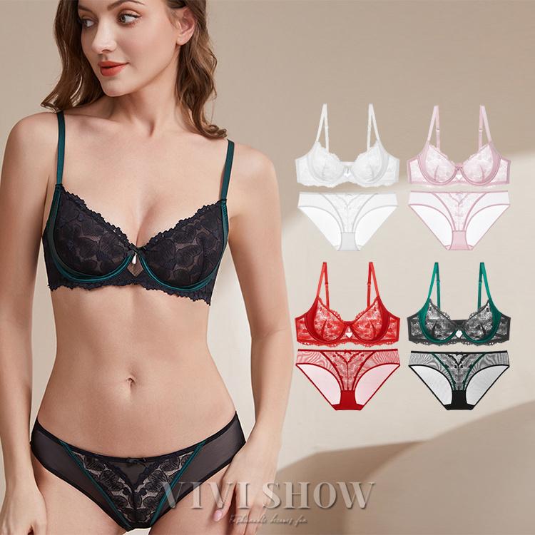 シースルーランジェリーセット ブラ＆ショーツセット 美胸 女性下着