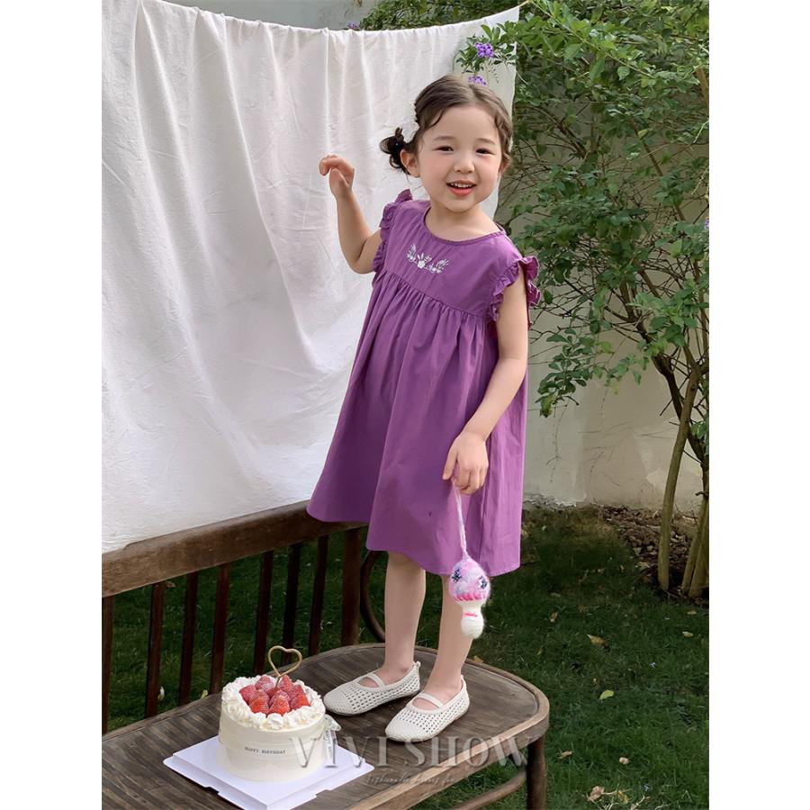 ワンピース 子供服 花柄 キッズ 女の子 こども おしゃれ 袖フリル