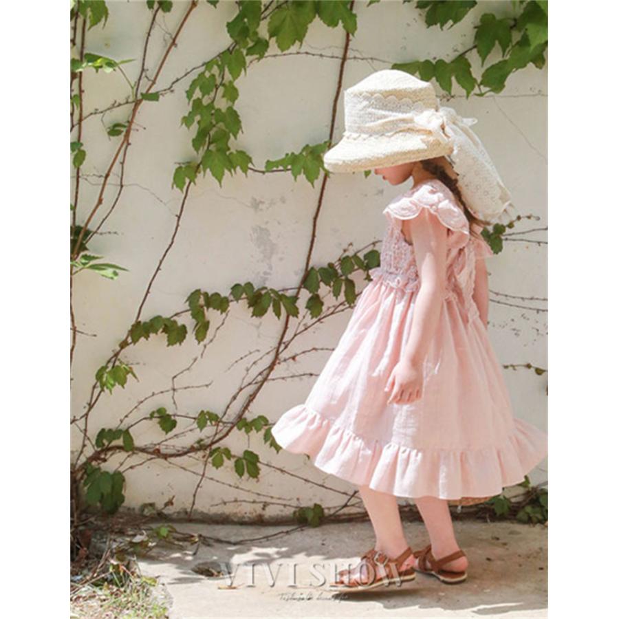 ワンピース タンクトップ キッズ 子供服 女の子 ガールズ 袖なし 背中