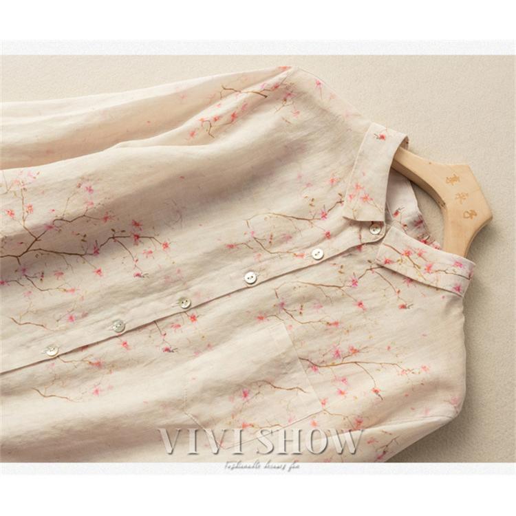 シャツ 花柄 レディース 長袖 トップス 柄シャツ 襟付きシャツ 総柄