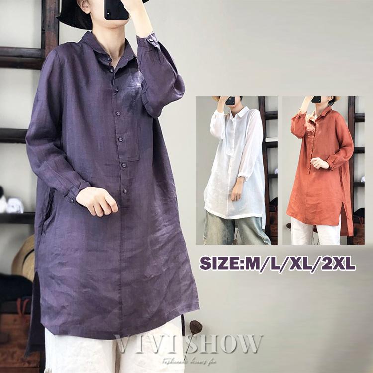 ロングシャツ ブラウス シャツ トップス シャツブラウス レディース