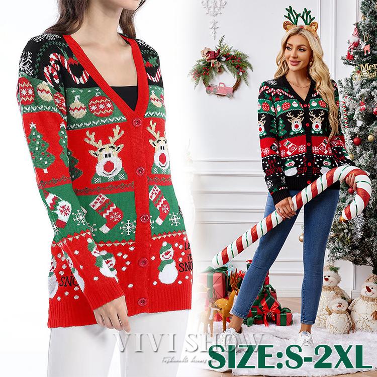 ニット カーディガン 厚手 クリスマス エスニック レディース 秋冬