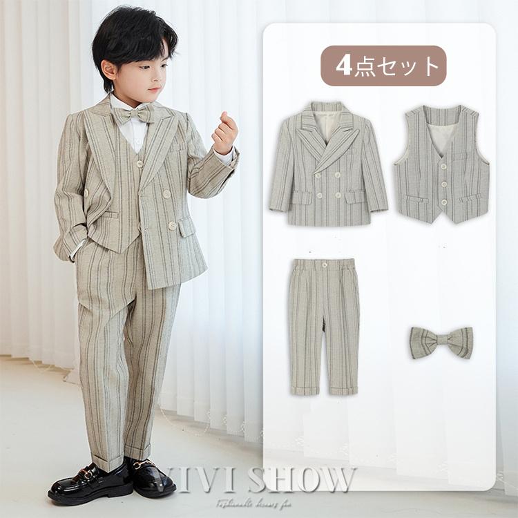 卒業式 男の子スーツ 子供スーツ フォーマルスーツ ストライプ