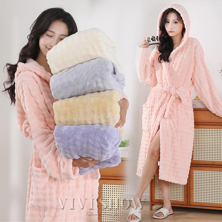 バスローブ ガウン レディース 厚手 ルームウェア フード付き ふわふわ