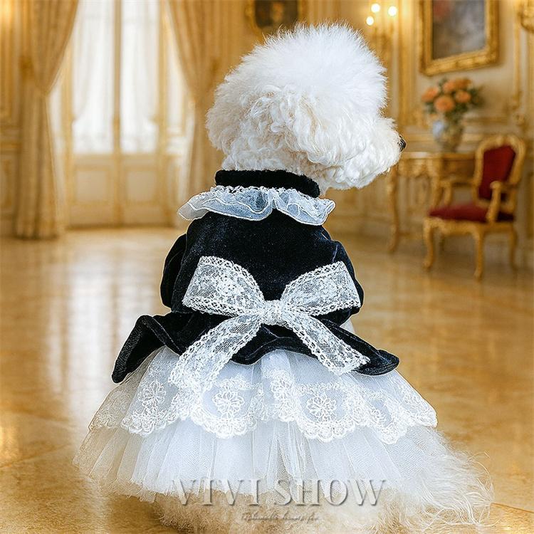 犬服 ワンピース ペット服 可愛い ドレス 春秋冬 ドッグウェア 蝶結び
