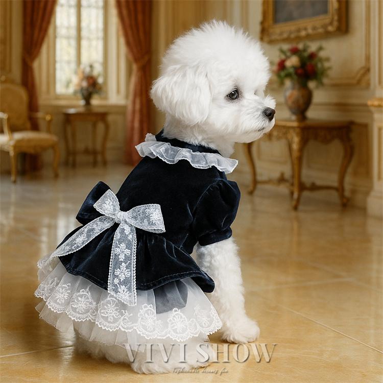 犬服 ワンピース ペット服 可愛い ドレス 春秋冬 ドッグウェア 蝶結び