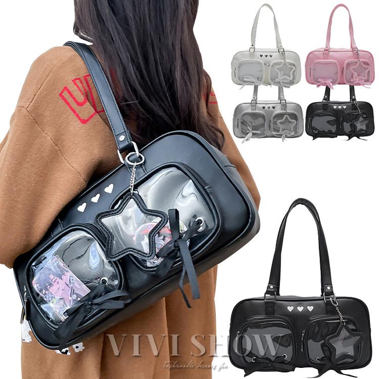 痛バッグ トートバッグ 推し活 オタ活 バッチ 大きめ おしゃれ クリア