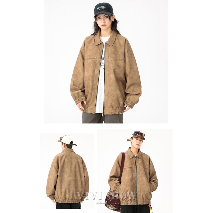 メンズ レディース 韓国 ファッション PUレザー 襟ファージャケット 