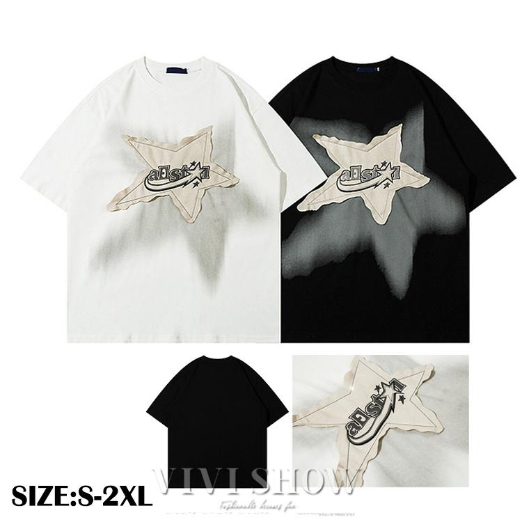 Tシャツ 半袖 メンズ プリントTシャツ 星柄 韓国 ファッション