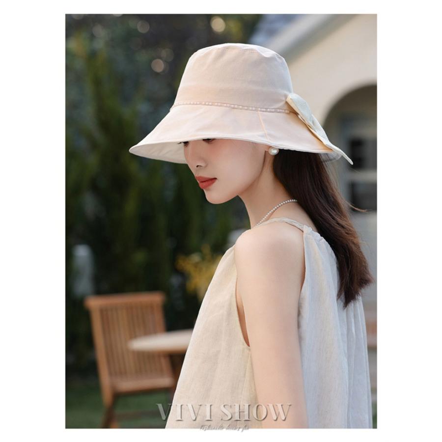 帽子 レディース つば広帽子 UVカット 折りたたみ リボン ハット 婦人
