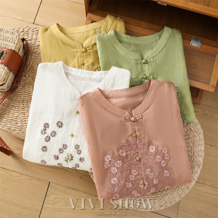 シャツ レディース シャツブラウス 刺繍 花柄 刺繍シャツ おしゃれ