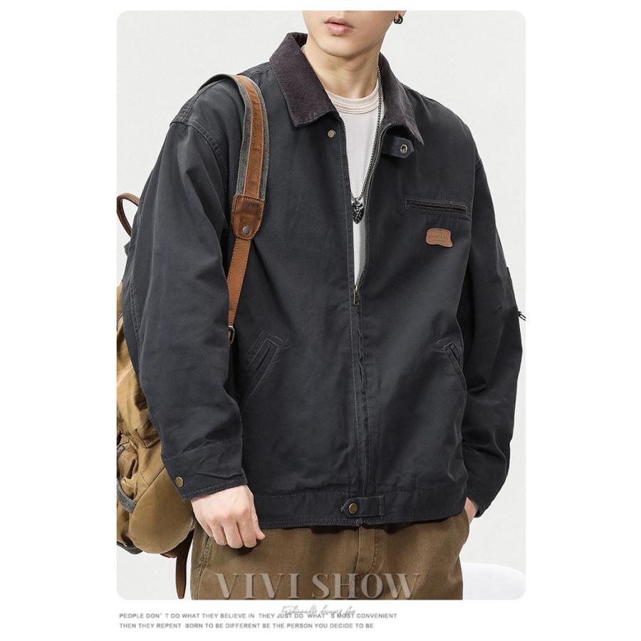 コーデュロイ襟 ヴィンテージ風 ショート丈 カジュアル ミリタリー